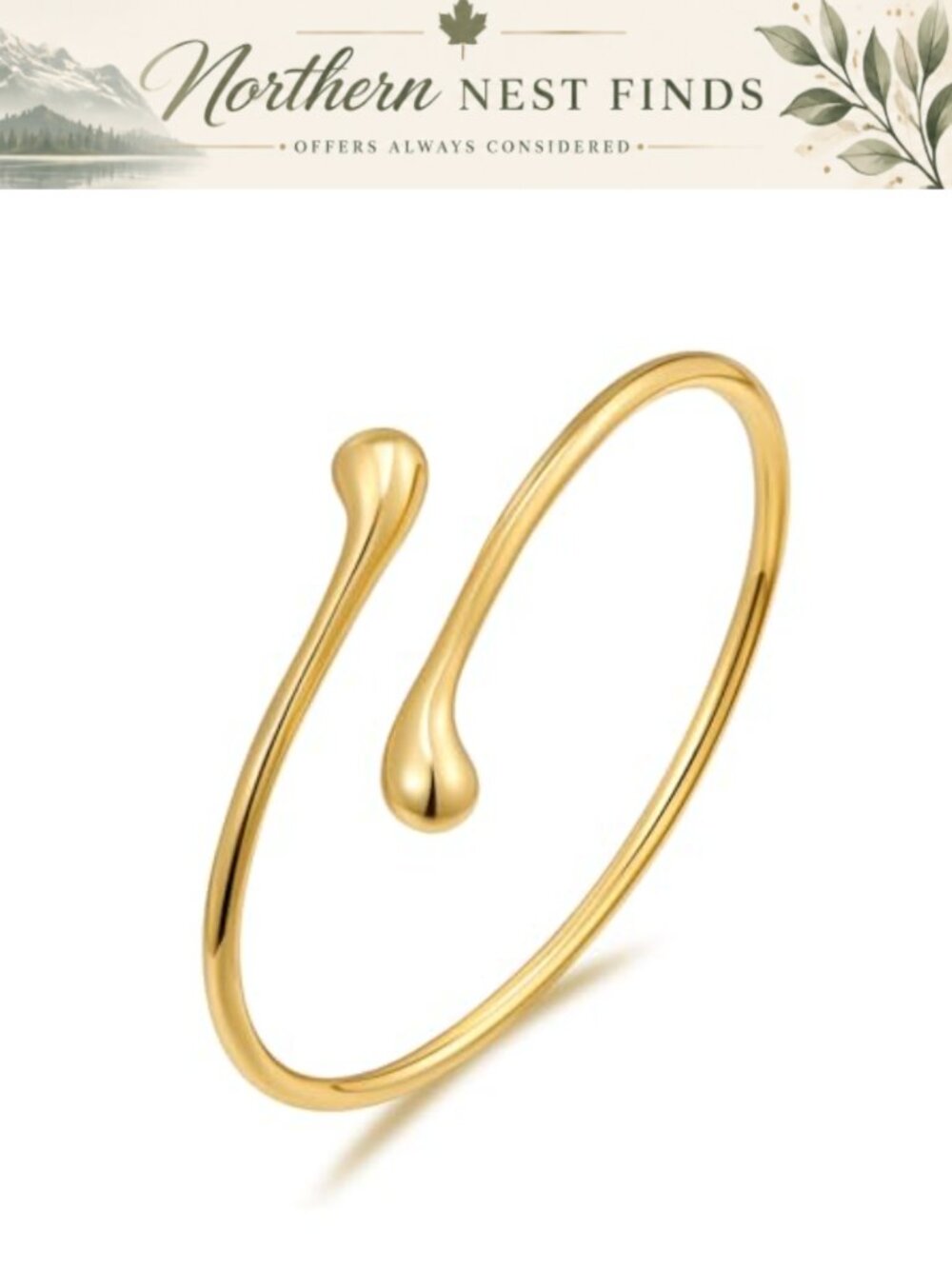 Gold Alloy Upper Arm Cuff Bracelet Minimalist Open Stackable Armband